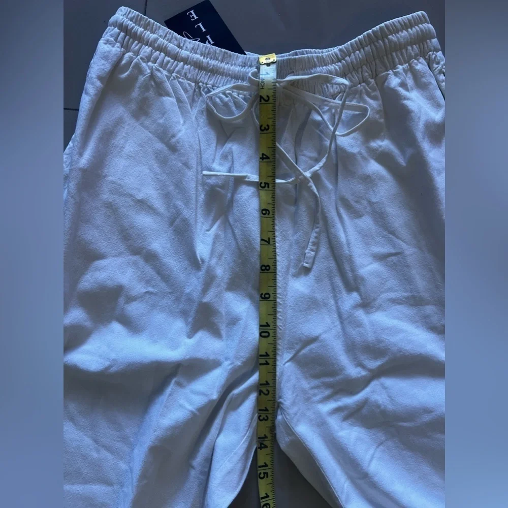 Cargo pants sample Nancy-R women cargo pants white elastic waist tie cotton